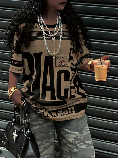 European And American Trendy Sports Style Round Neck Printed T-Shirt SS69