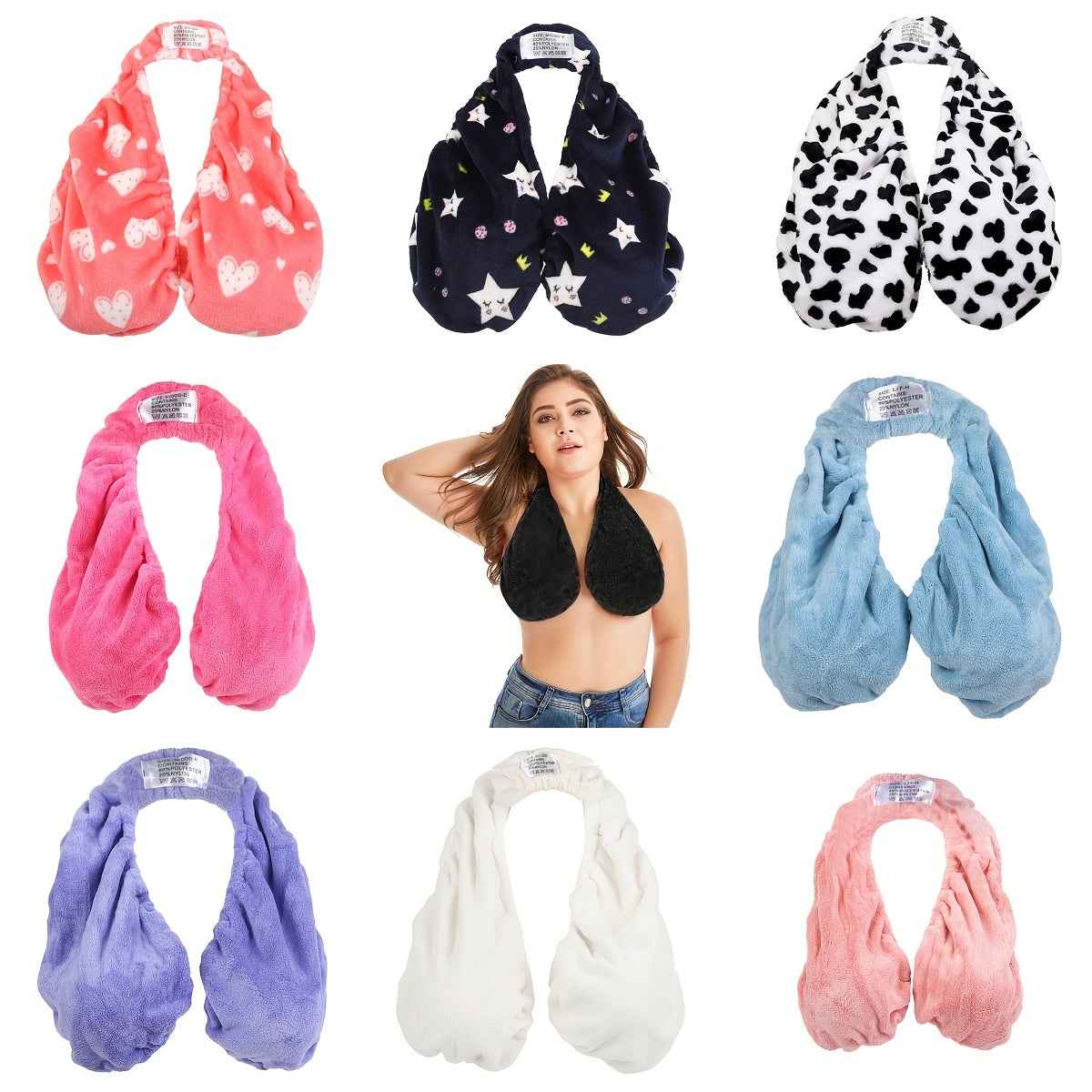Convenient Absorbent Breathable Towel Bra Suitable for Beach, Sports, Indoor Daily Wear, Towel Hanging Neck, Chest Wrapping, Strapless Support, Double-sided Plush Super Soft And Warm, Suitable for Beautiful Women, A Small Gif