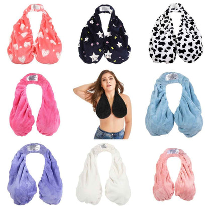 Convenient Absorbent Breathable Towel Bra Suitable for Beach, Sports, Indoor Daily Wear, Towel Hanging Neck, Chest Wrapping, Strapless Support, Double-sided Plush Super Soft And Warm, Suitable for Beautiful Women, A Small Gif
