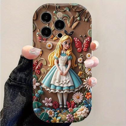 One Piece of a Disney Cartoon-Themed Case Featuring a Sculpted Figure from Alice in Wonderland, Ideal for Apple for iphone Models 16, 15, 14, 13, 12, 11 Pro Max, And XS. an Excellent Gift with a Cartoon Design, Flat 2D Style, SS69