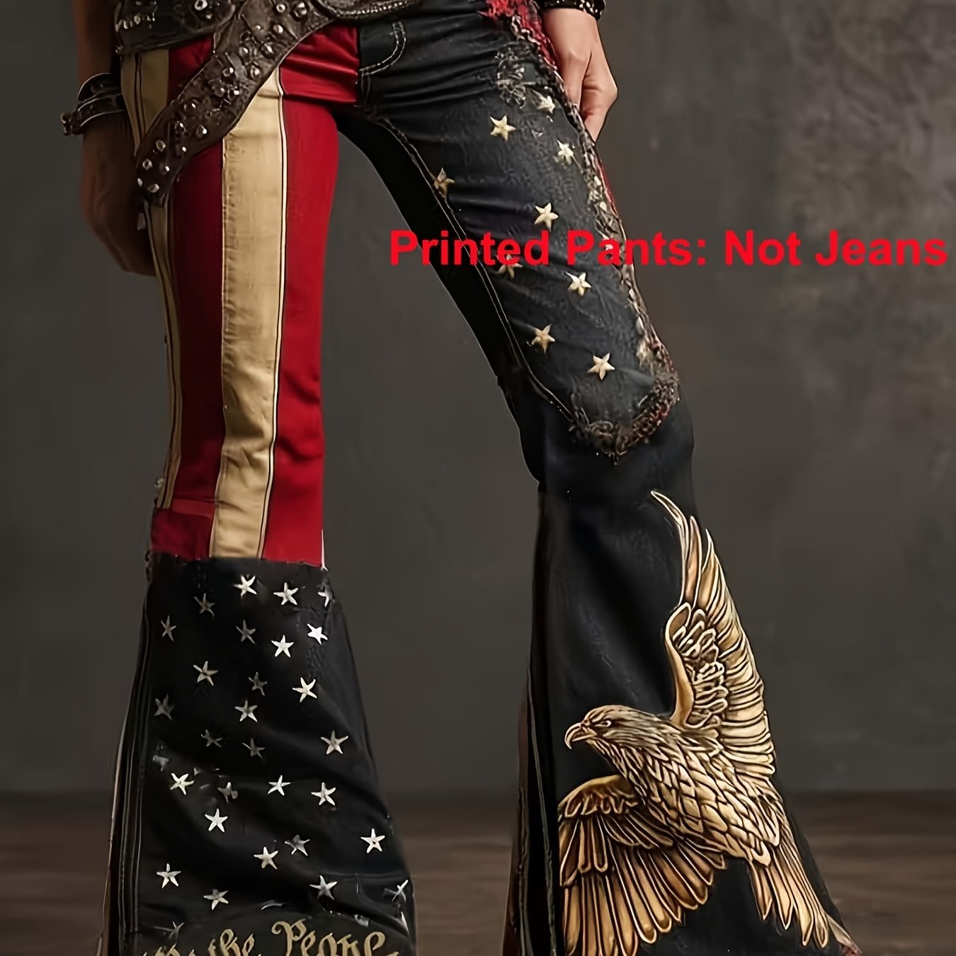 Printed Pants -Not Denim Fabric Women's Elegant Bohemian Denim-Style Floral Print Straight Leg Trousers - All-Season Comfort, Classic Five-Pocket Design with Belt Loops & Button Closure, Durable Fabric for Casual & Semi-Forma SS69 35.69 XXL / Mixed Color