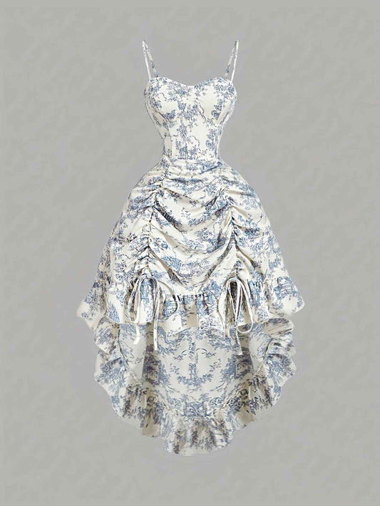 Retro Court-Style Dress with a Shorter Front And Longer Back.