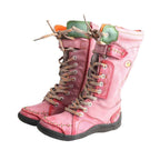 TMA EYES Women'S Winter Snow Boots, Vintage Casual Fashion with Hand-Stitched Detail, Lace-Up & Side Zipper, Warm Fleece-Lined, Thickened Outdoor Boots, Plain Toe, Split Cow Leather & Microfiber Upper, Pig Split Leather Inner