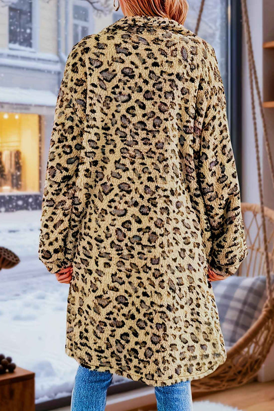 Plus Size - Plus Size - Plus Size - Plus Size - Plus Size - Women'S Plus Size Leopard Print Coat - Casual Long Sleeve Button-Up Jacket with Lapel Collar, Medium Stretch Fabric, Perfect For Fall/winter, Leopard Print Jacket, W