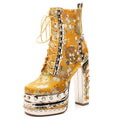 High Quality Platform Super High Heel Strap Rivet Women Thick Sole Heightening Wedding Boots Perfect for Dressy Occasions, Party Footwear, Sleek Design, Durable Construction, Stylish Footwear, Fashion Lovers, High Heel Bootie