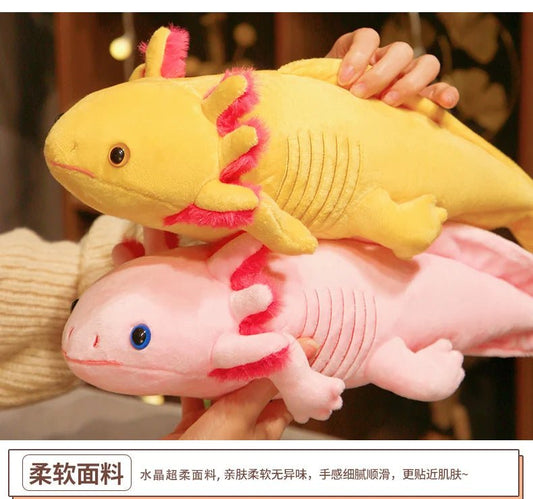45 - 80cm Kawaii Colorful Newt Plush Toy Stuffed Cute Axolotl Salamander Fuzzy Plush Fish Appeasing Long Pillow Cushion Kids Gift - SS69