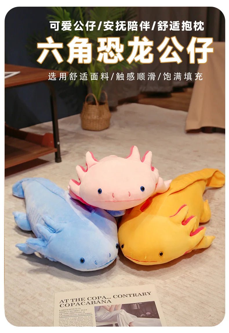 45 - 80cm Kawaii Colorful Newt Plush Toy Stuffed Cute Axolotl Salamander Fuzzy Plush Fish Appeasing Long Pillow Cushion Kids Gift - SS69