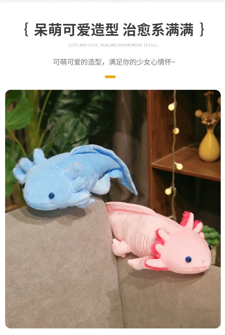 45 - 80cm Kawaii Colorful Newt Plush Toy Stuffed Cute Axolotl Salamander Fuzzy Plush Fish Appeasing Long Pillow Cushion Kids Gift - SS69