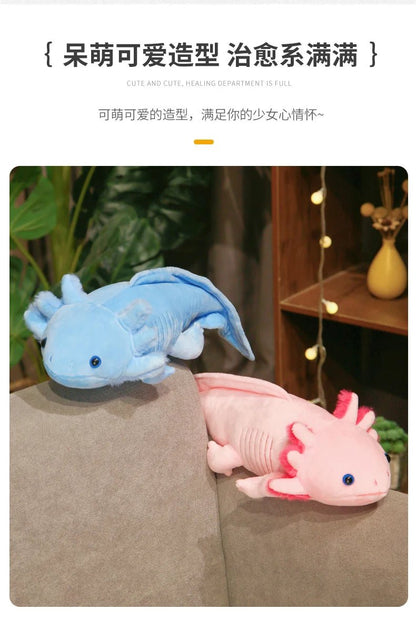 45 - 80cm Kawaii Colorful Newt Plush Toy Stuffed Cute Axolotl Salamander Fuzzy Plush Fish Appeasing Long Pillow Cushion Kids Gift - SS69