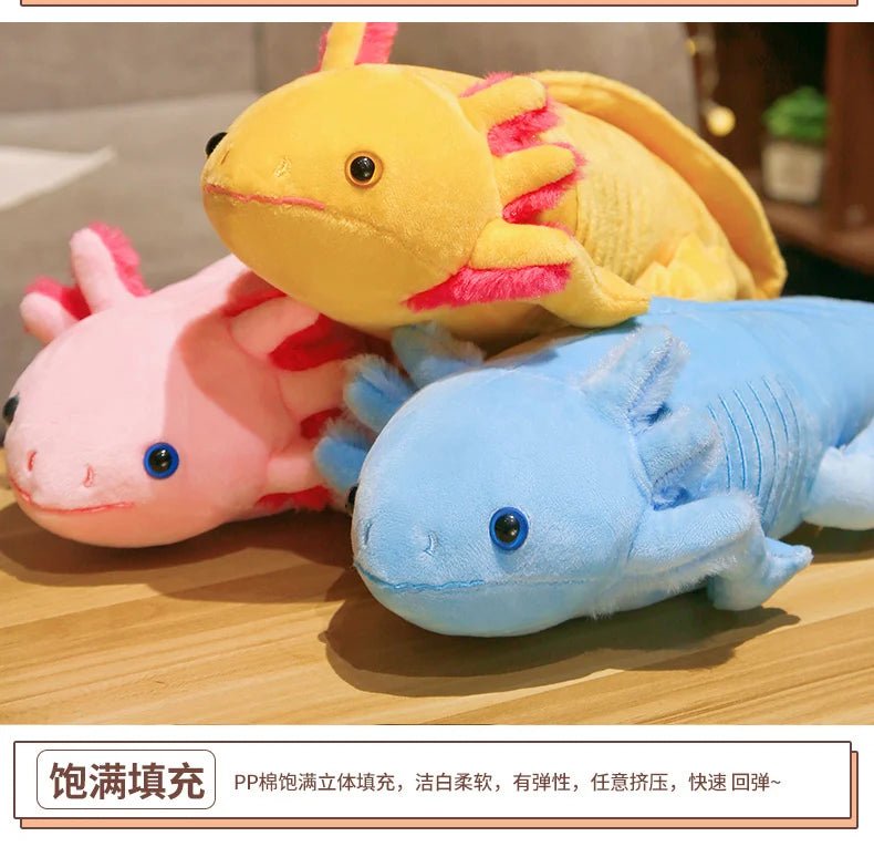 45 - 80cm Kawaii Colorful Newt Plush Toy Stuffed Cute Axolotl Salamander Fuzzy Plush Fish Appeasing Long Pillow Cushion Kids Gift - SS69