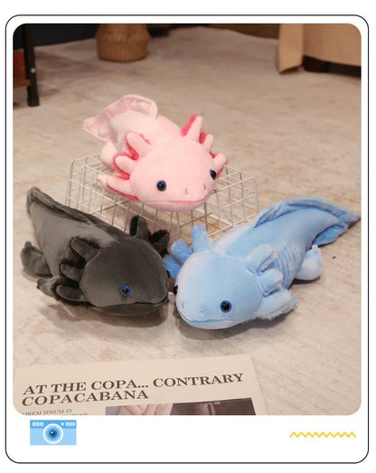 45 - 80cm Kawaii Colorful Newt Plush Toy Stuffed Cute Axolotl Salamander Fuzzy Plush Fish Appeasing Long Pillow Cushion Kids Gift - SS69