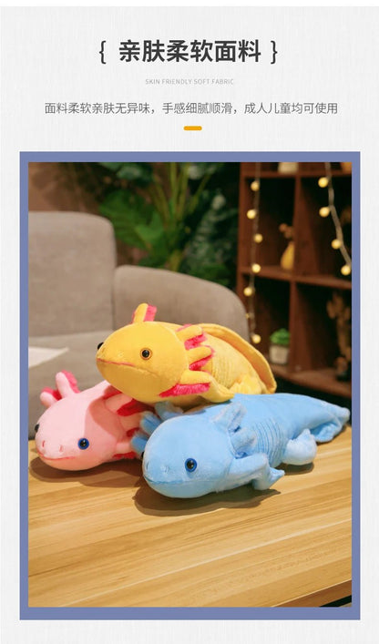 45 - 80cm Kawaii Colorful Newt Plush Toy Stuffed Cute Axolotl Salamander Fuzzy Plush Fish Appeasing Long Pillow Cushion Kids Gift - SS69