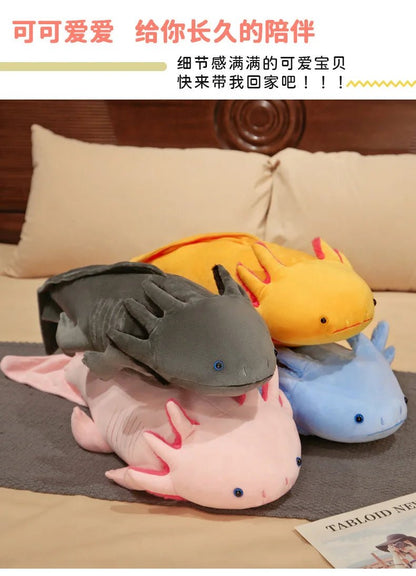 45 - 80cm Kawaii Colorful Newt Plush Toy Stuffed Cute Axolotl Salamander Fuzzy Plush Fish Appeasing Long Pillow Cushion Kids Gift - SS69