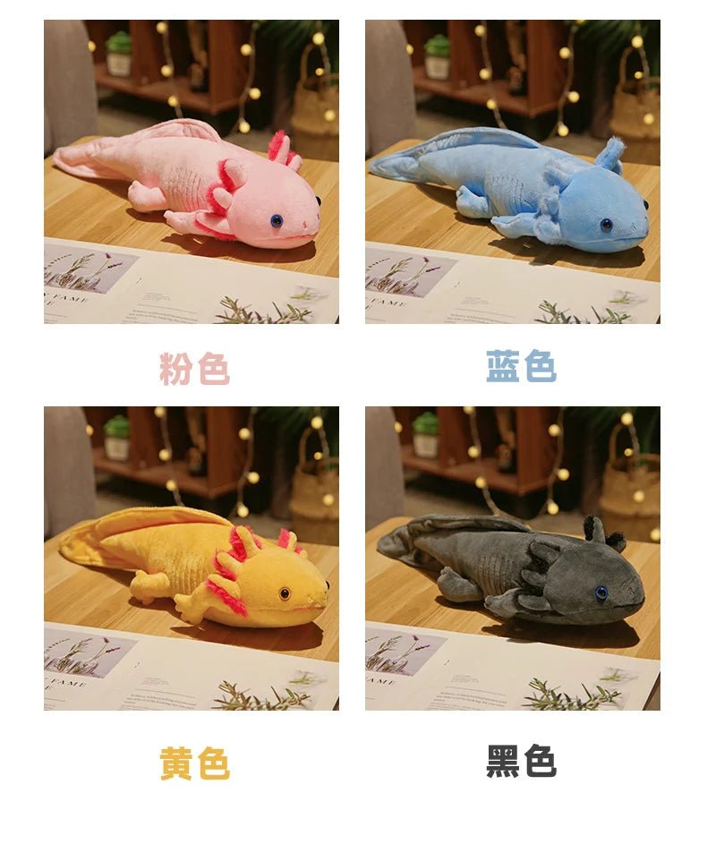 45 - 80cm Kawaii Colorful Newt Plush Toy Stuffed Cute Axolotl Salamander Fuzzy Plush Fish Appeasing Long Pillow Cushion Kids Gift - SS69