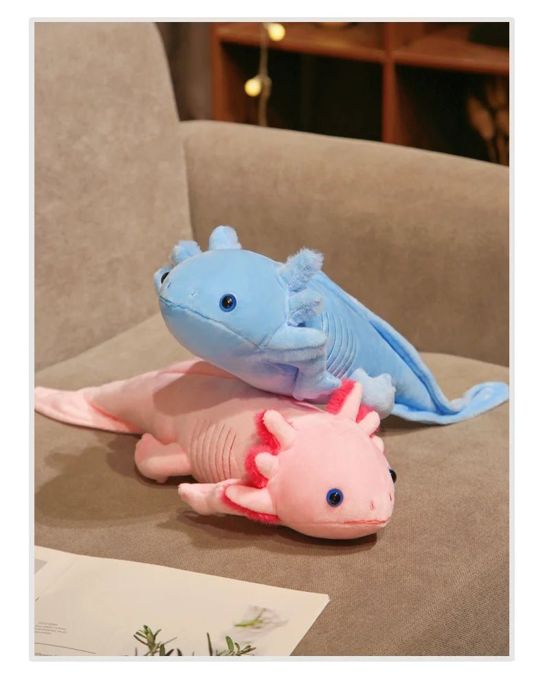 45 - 80cm Kawaii Colorful Newt Plush Toy Stuffed Cute Axolotl Salamander Fuzzy Plush Fish Appeasing Long Pillow Cushion Kids Gift - SS69