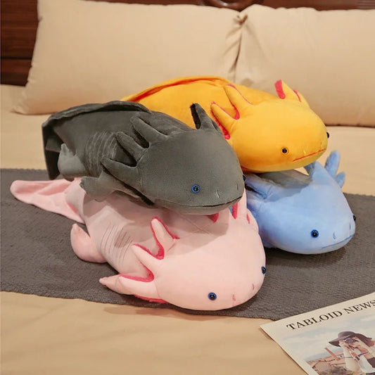 45 - 80cm Kawaii Colorful Newt Plush Toy Stuffed Cute Axolotl Salamander Fuzzy Plush Fish Appeasing Long Pillow Cushion Kids Gift - SS69