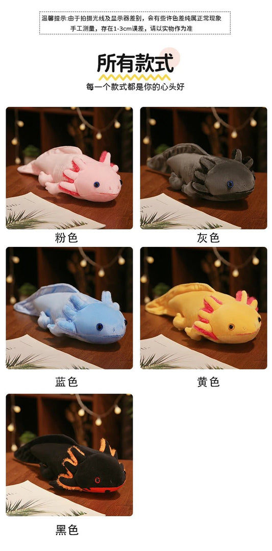 45 - 80cm Kawaii Colorful Newt Plush Toy Stuffed Cute Axolotl Salamander Fuzzy Plush Fish Appeasing Long Pillow Cushion Kids Gift - SS69