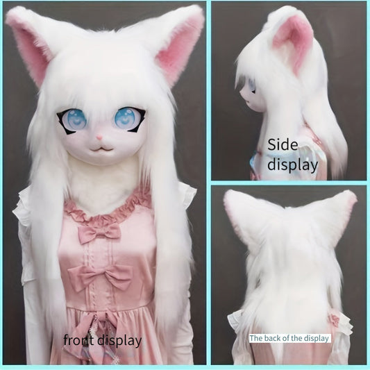 Cozy Wool Fursuit Cat Mask - Perfect for Halloween, Cosplay & Anime Conventions SS69 61.69 A