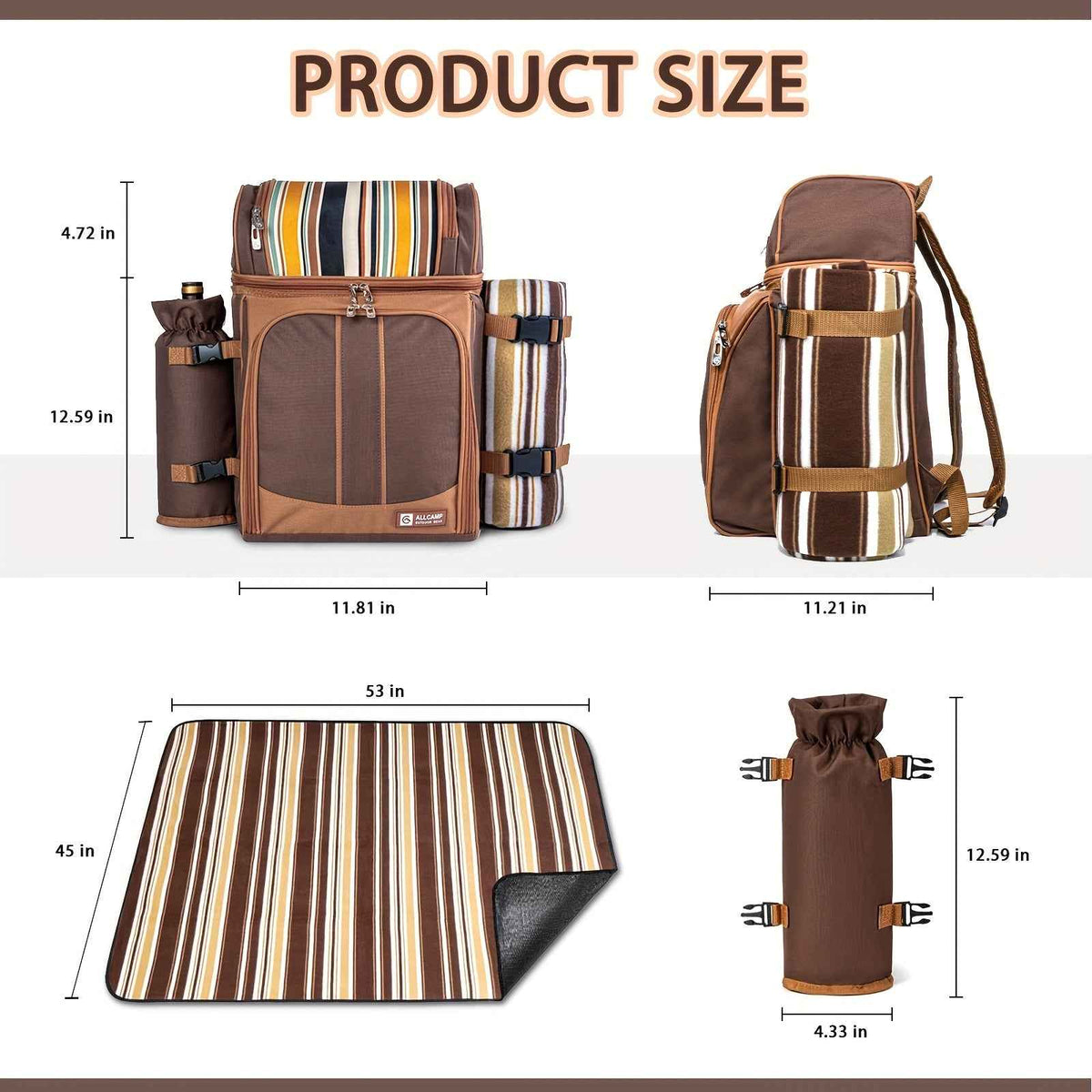 Picnic Basket Backpack With Insulated, Leak-proof Cooler Compartment, Wine Rack, Cutlery Set, and Free Cashmere Blanket, Suitable For 2-4 People, Great Winter Outing Item, Christmas Gift, New Year's Gift, Couple's Gift