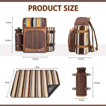 Picnic Basket Backpack With Insulated, Leak-proof Cooler Compartment, Wine Rack, Cutlery Set, and Free Cashmere Blanket, Suitable For 2-4 People, Great Winter Outing Item, Christmas Gift, New Year's Gift, Couple's Gift