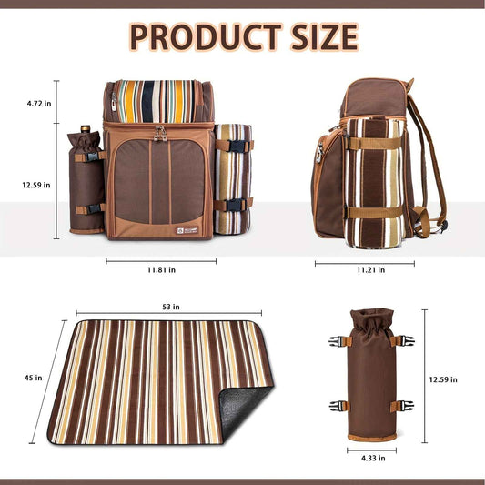 Picnic Basket Backpack With Insulated, Leak-proof Cooler Compartment, Wine Rack, Cutlery Set, and Free Cashmere Blanket, Suitable For 2-4 People, Great Winter Outing Item, Christmas Gift, New Year's Gift, Couple's Gift