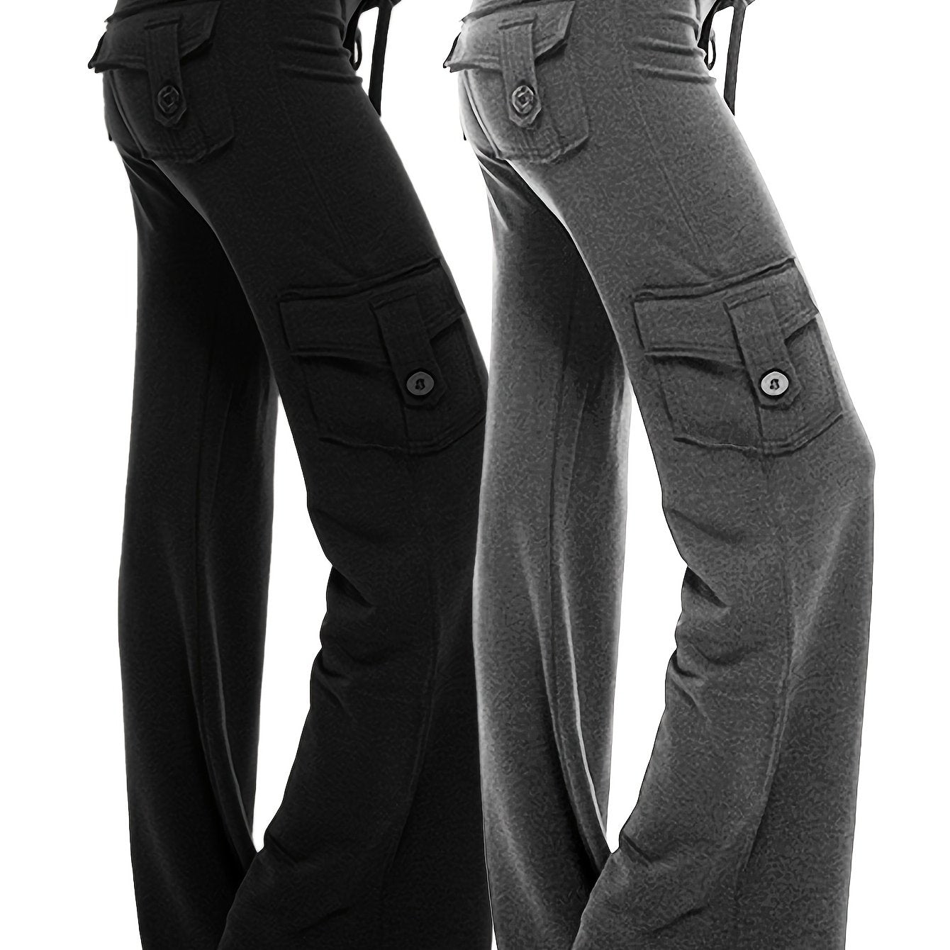 2-Pack Women'S Harem Yoga Pants, Polyester Knit Fabric with Elastane, Solid Color, Pocket Detail, Medium Stretch, Long Length, Sports Style, Breathable Comfort for Spring/Summer/Fall - SS69