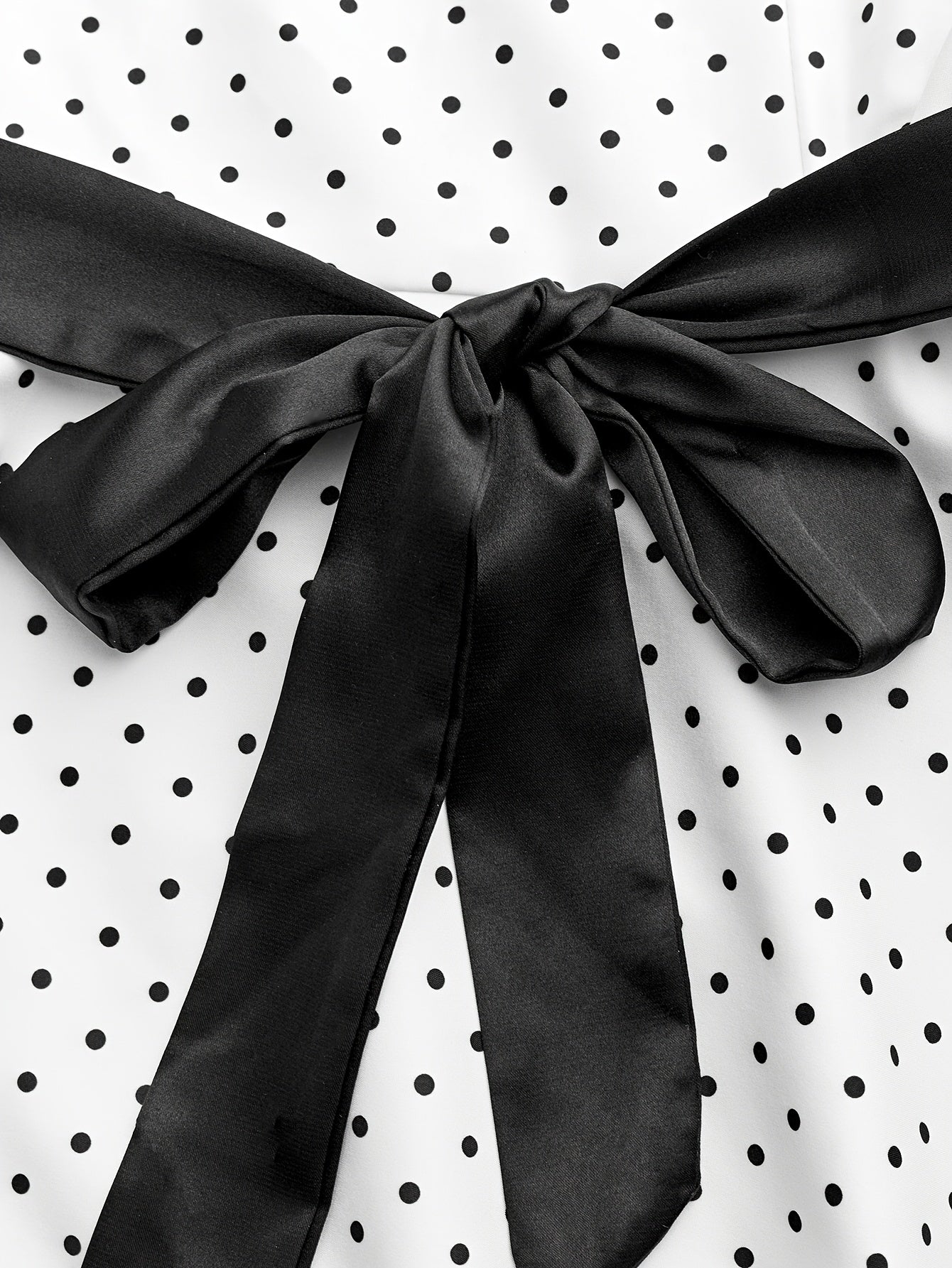 Elegant Retro Polka Dot Dress for Women with Ribbon Waist - Halter Neck, A-Line Skirt, Machine Washable, Polyester - Black & White, Perfect for Spring/Summer/Fall Events SS69