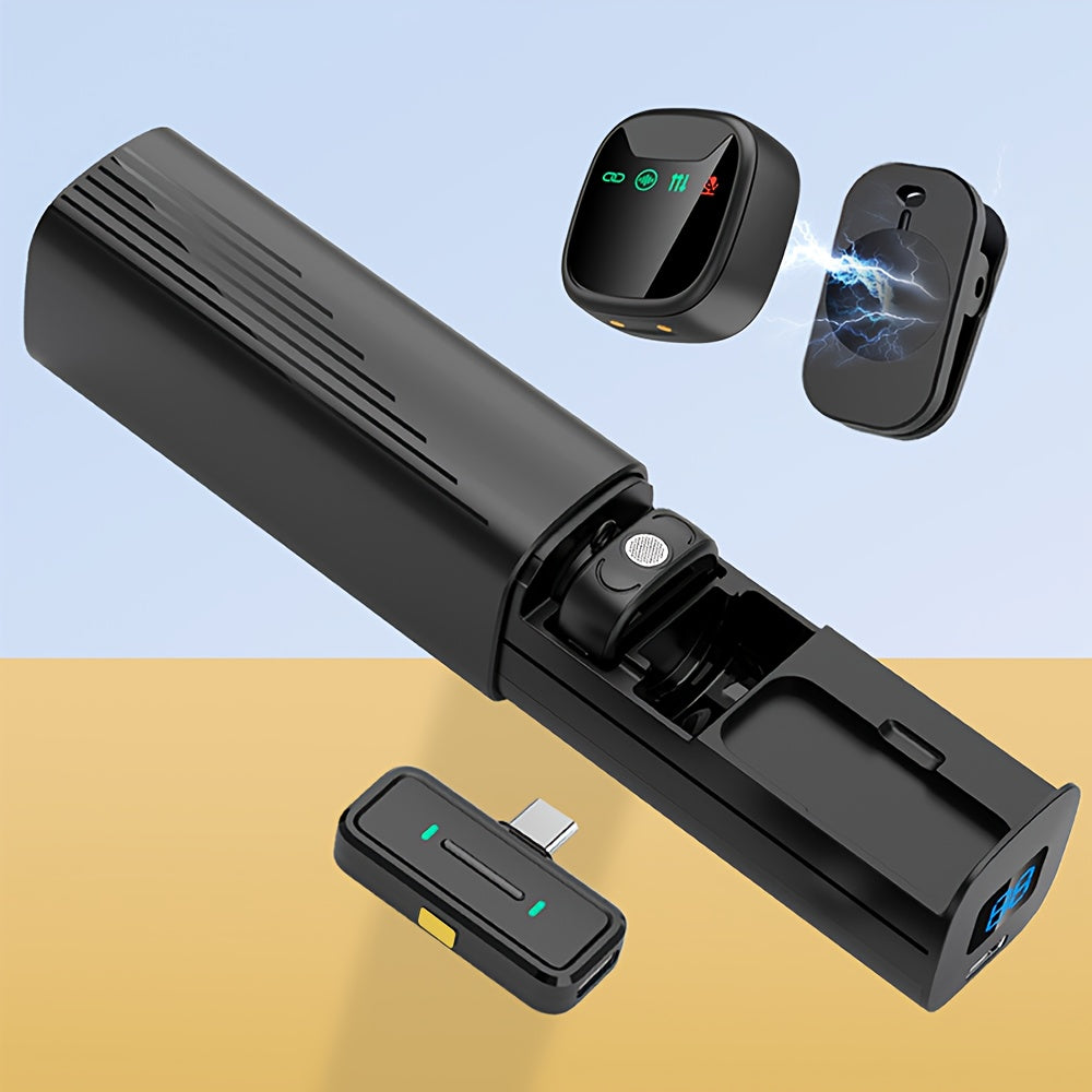 Professional Dual Wireless Lavalier Microphone with LED Charging Case, Suitable for Smartphones, Laptops, Recording Videos, Live Streaming, Interviews, and  Blogs