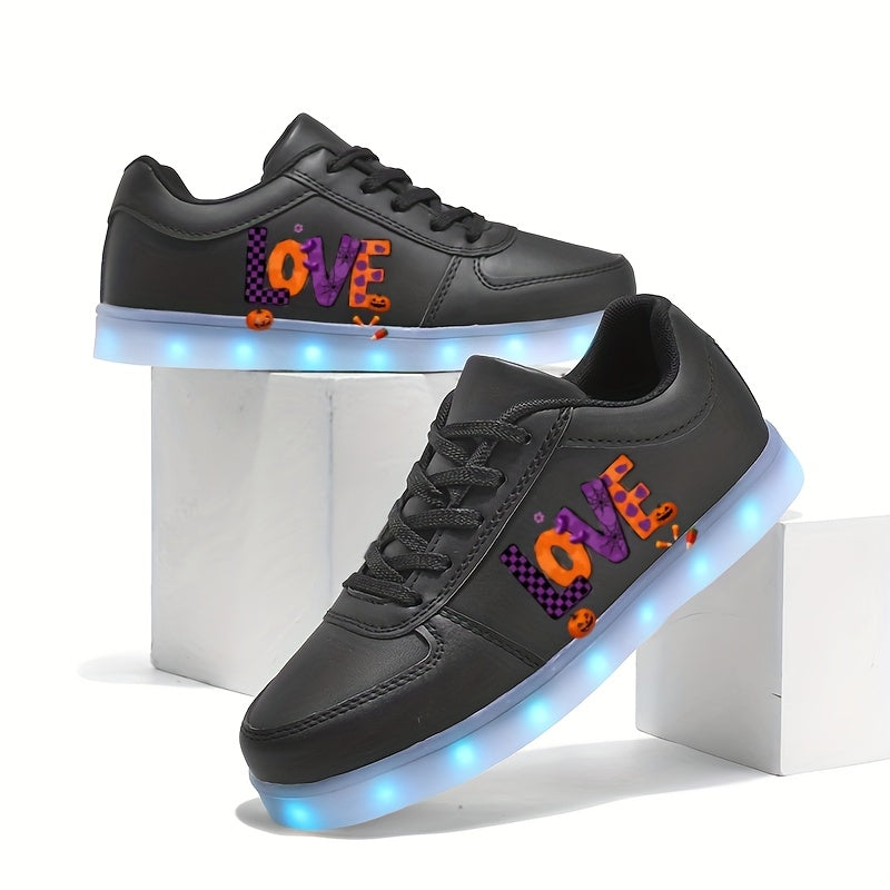 LED Light-Up Sneakers with USB Rechargeable Battery - Glow-in-the-Dark Shoes, All-Season Low-Top Sneakers with TPR Sole, for Skateboarding, Running, Parties