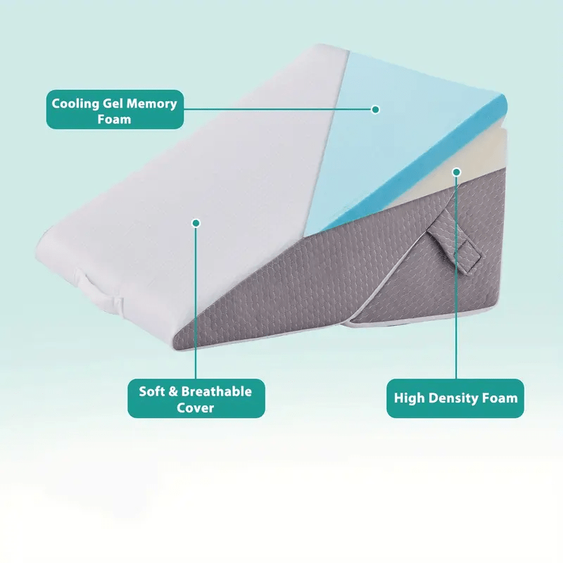 [3pcs Foam Pillows] 3pcs Foam Pillows 3pcs Polyurethane Foam Bed Wedge Pillows | Adjustable Contour Support, Anti- Snoring, Acid Reflux, Medium- Soft Gray Pillow Covers, Machine Washable, Back Alleviation, Contoured Pillow De