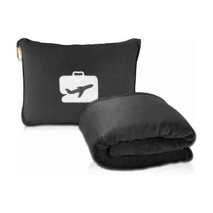 Travel Blanket and Pillow - Ultra-Soft, Compact & Lightweight, 65x40 Inches, with Carry Case, Luggage Sleeve & Backpack Clip for Airplane Comfort
