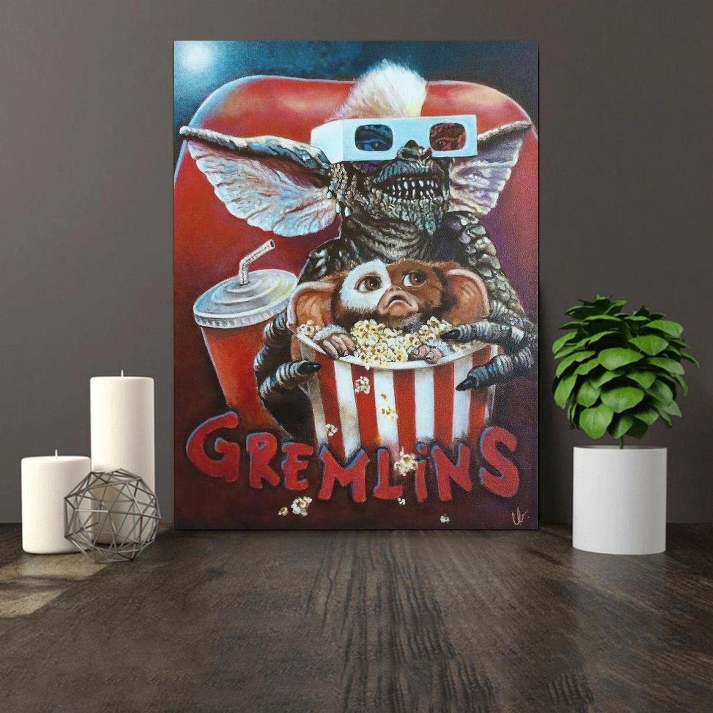 1pc Gremlins Canvas Poster - Frameless Retro Movie Art Wall Decor, Nostalgic Pop Culture Canvas Print for Living Room, Home Theater, 80s Movie Memorabilia, Geek Gift, Collector's Item, 30.48x45.72cm SS69