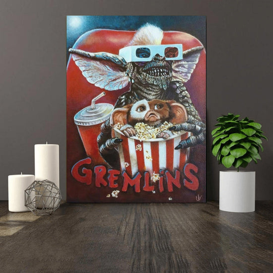 1pc Gremlins Canvas Poster - Frameless Retro Movie Art Wall Decor, Nostalgic Pop Culture Canvas Print for Living Room, Home Theater, 80s Movie Memorabilia, Geek Gift, Collector's Item, 30.48x45.72cm SS69
