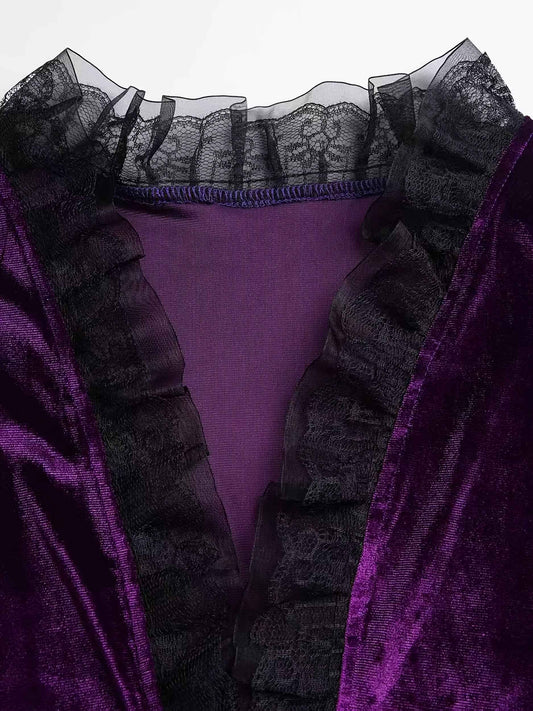 Plus Size, Women's Plus Size Gothic Lace Dress Suitable for Weddings & Formal Events - Elegant Fitted Bodice & Full Dress, Machine Washable, Spring/Fall Wedding Guest Dress or Prom Dress