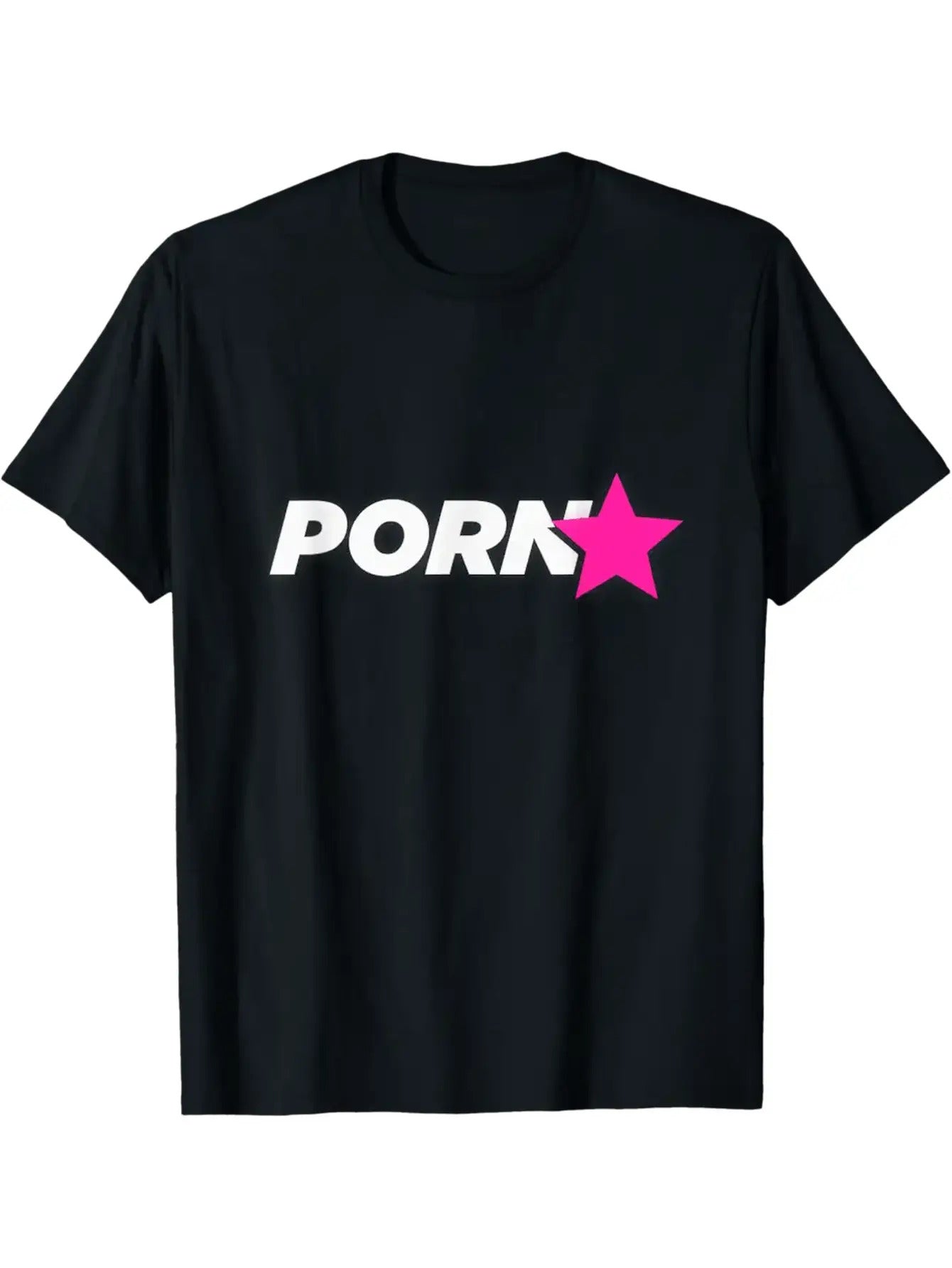 Men's Funny Adult Humor T-Shirt - Oversized Fit Porn Star Graphic Tee with Bold White & Pink Lettering - Casual Loose Fit Round Neck Shirt for Adult Entertainment Fans & Laid-Back Casual Attire - Machine Washable All-Season C SS69