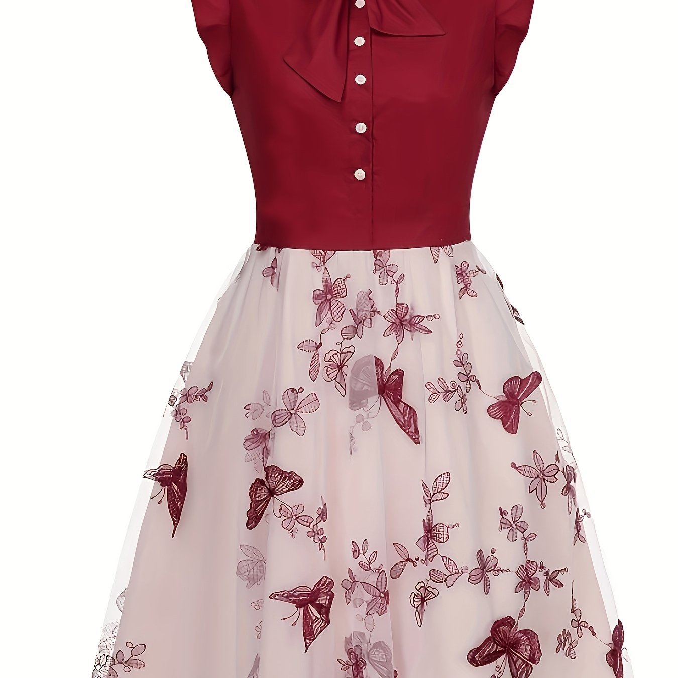 Black 1950s Butterfly Patchwork Classic Clothing SS69 25.69 Burgundy / XXL