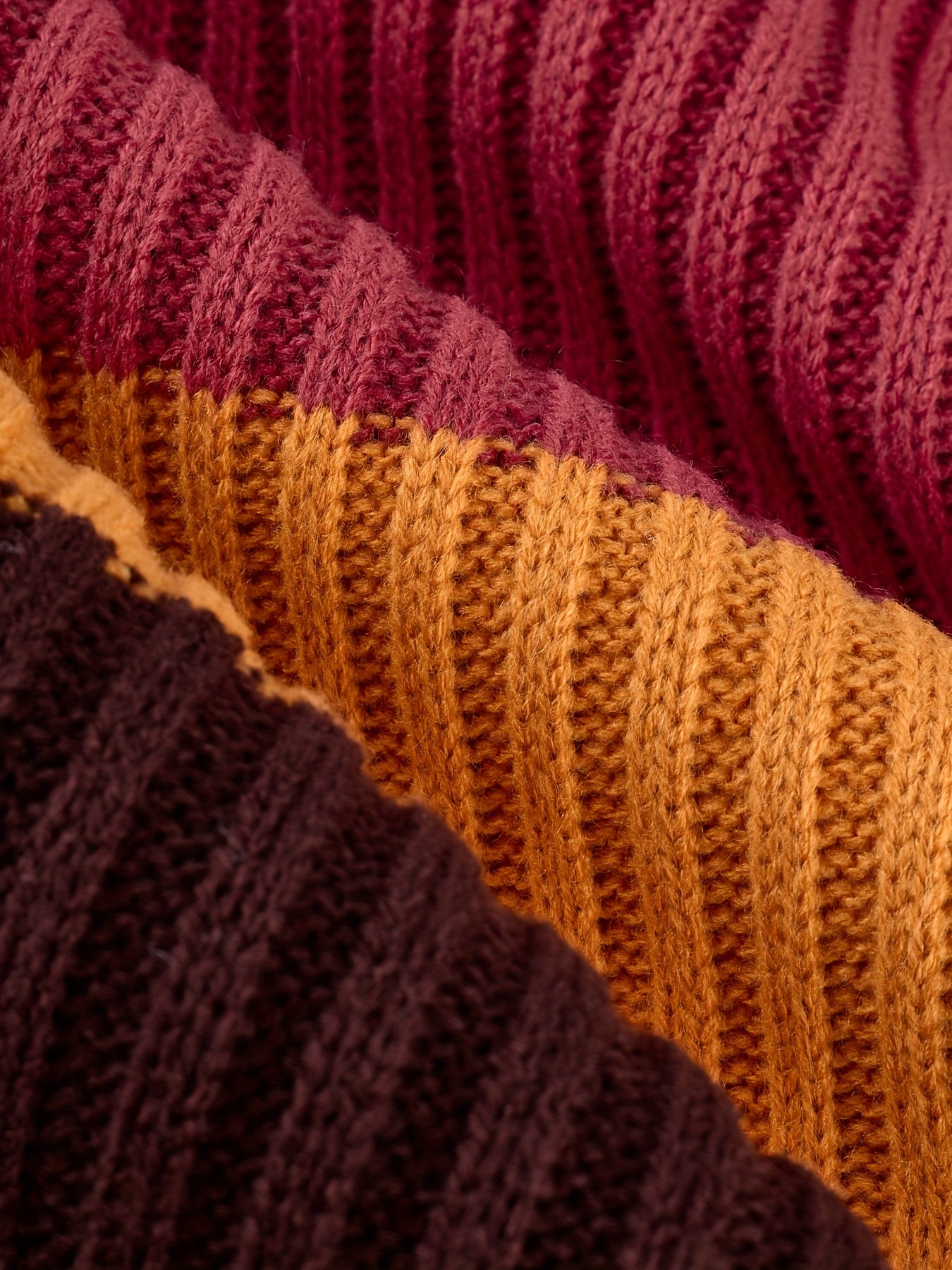 [Stylish Dress] Stylish Women's Color-Block Dress | High Neck Turtleneck Long Sleeve with Ribbed Texture, Striped Pattern in Brown Pink White Black, Flared Skirt & Pockets for Fall Winter Outfits, Sophisticated Craftsmanship, SS69