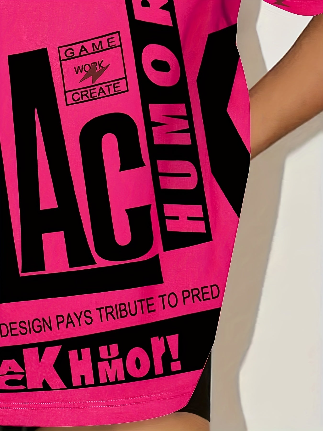 Youth Casual Crew Neck T-Shirt, Polyester 95% Elastane 5% Knit Fabric, All Over Print Short Sleeve Loose Fit Top for All Seasons - SS69