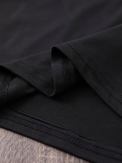 Women's Anime Cat Girl Graphic T-Shirt - Black Polyester, Short Sleeve Crew Neck, Casual Summer & Spring Top, Machine Washable SS69