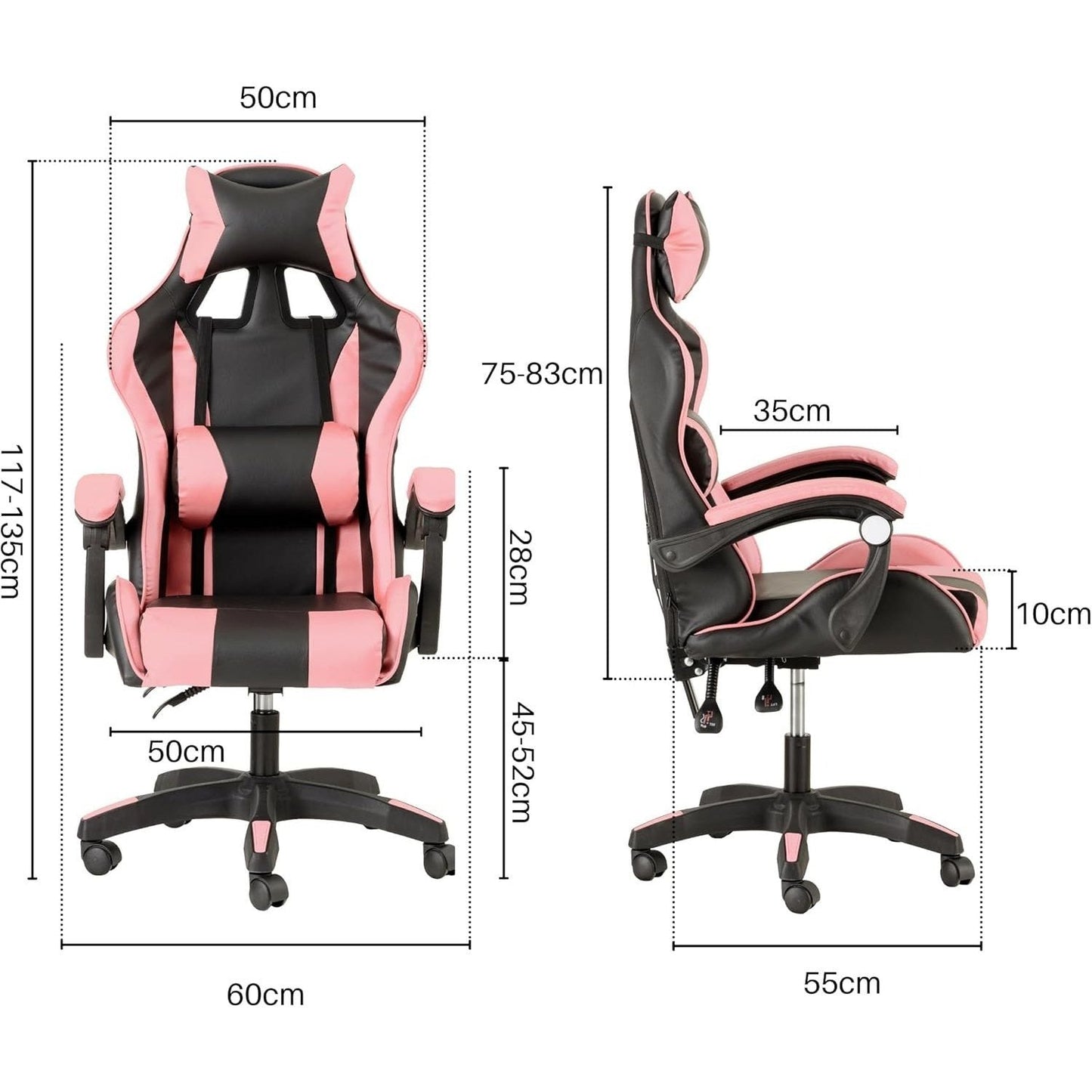 Baroni Home Gaming Chair, Ergonomic Office Chair with Adjustable Backrest, Headrest And Lumbar Support SS69
