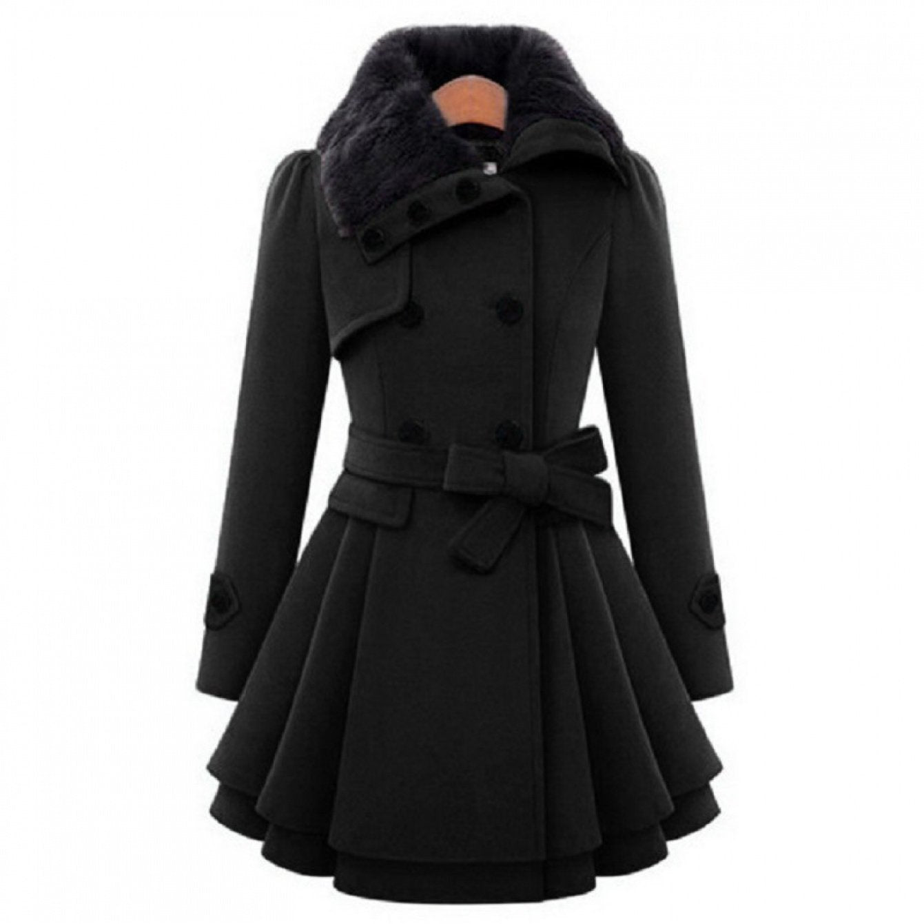Plus Size Women's Fleece Winter Coat with Lapel Collar