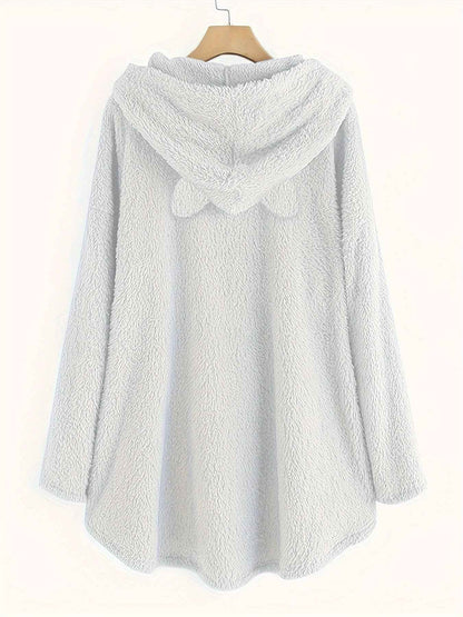 Plus Size, Plus Size Women's Autumn Winter -Lined Thickened Hooded Hand- Sweatshirt