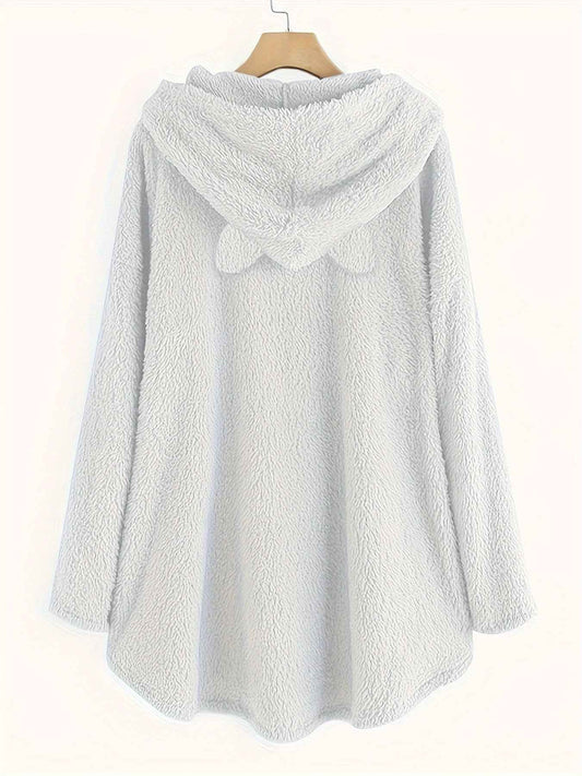 Plus Size, Plus Size Women's Autumn Winter -Lined Thickened Hooded Hand- Sweatshirt