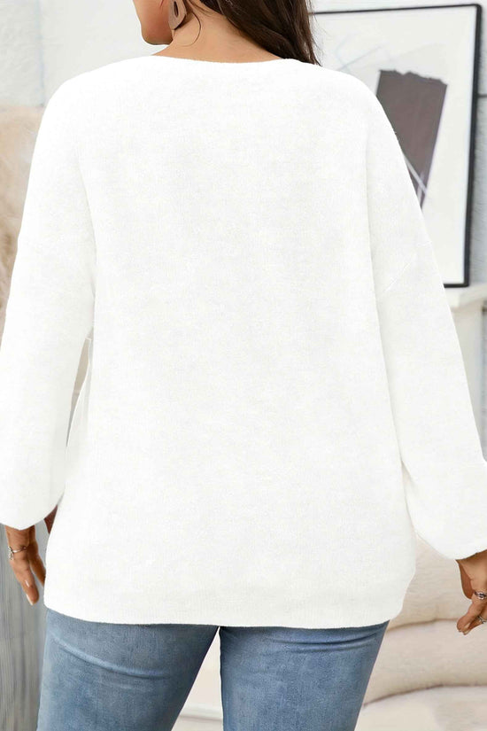 Plus Size - Women'S Solid Color Crew Neck Sweater | Casual Style, Medium Stretch Fabric, Ideal for Fall/Winter