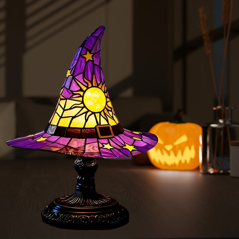 1pc of Gothic Witch Hat Lamp-Purple, Yellow or Pink, USB Powered Desktop Lighting with Switch, No Battery Required-Suitable for Halloween Decoration, Magic Party, Bedroom, Haunted House-Witch Hat Night Light SS69