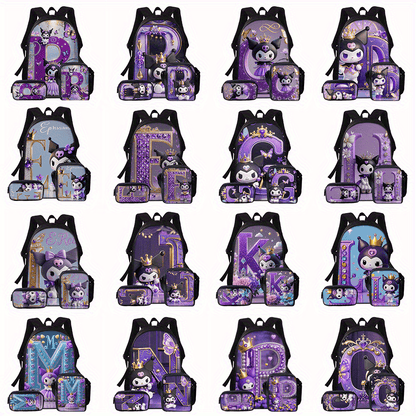 3pcs Sanrio Kuromi Backpack & Lunch Box Set Compatible for Kuromi - Cute Anime School Bag with Laptop Compartment, Large Capacity Bookbag for, Women, (, Kuromi-Themed)