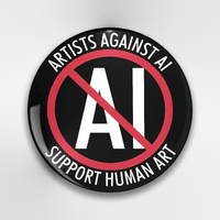 [Durable Build] Stylish 'Artists Against AI' Brooch Pin - Black & Red Prohibitory Symbol Design with White Text - Perfect for Clothing, Hats, Backpacks - Unique Fashion Accessory for Friends, Classmates, and Colleagues - Thou SS69 6.69 Xz-6924