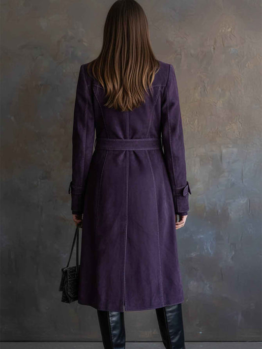 Long Trench Coat with Button Decorations for Women | Fashionable, Luxe Vintage Design, Suitable for Parties and High-End Social Events
