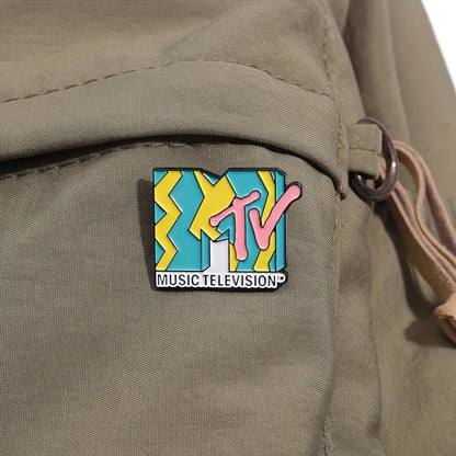 3pcs MTV Cartoon-Inspired Alloy Brooch Pins - Vibrant, Colorful Music Television Metal Badge Accessories, Cute and Versatile for Casual Attire SS69