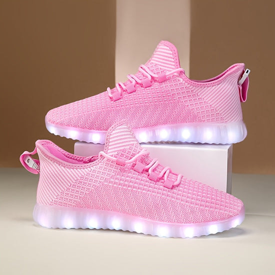 LED Light-Up Casual Sneakers - USB Rechargeable, Colorful Glowing Shoes for Men and Women, Breathable, Lightweight, Durable, All-Season Running Shoes, Casual Footwear | Vibrant Casual Shoes | Lightweight Footwear SS69 41.69 Pink Color / US 13.5